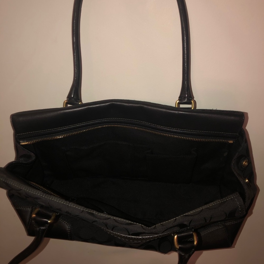 Coach Signature 11063 Satchel Black Purse Handbag - Picture 4 of 10